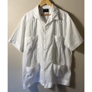 Vintage Guayabera Yucateca Campos Shirt Men’s 3XL 46 White Short Sleeve Pockets